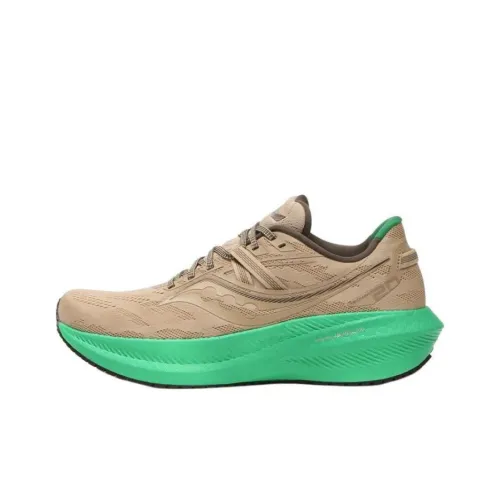 Saucony Triumph Victory 20 Slip-resistant Abrasion-resistant Low-top Беговые кроссовки Мужские Коричнево-зеленые