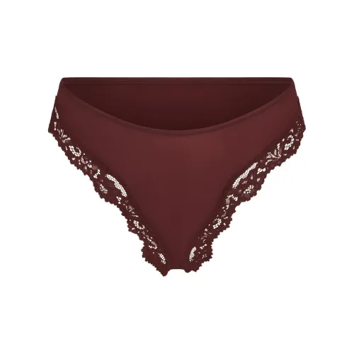 SKIMS FW24 FITS EVERYBODY Кружево TANGA Трусики-бикини Женские 1 упаковка OXBLOOD Бычья кровь