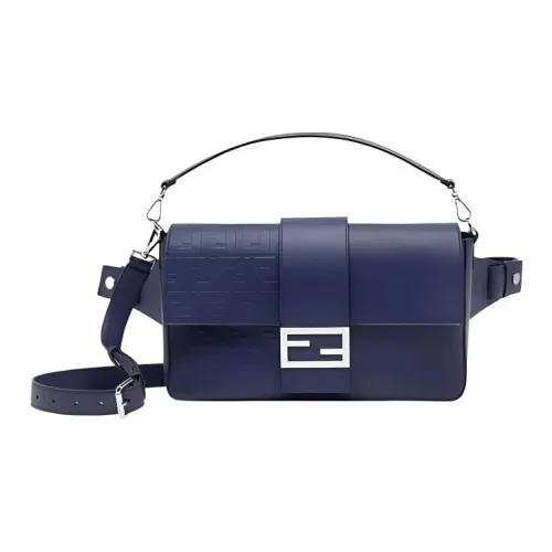 FENDI Baguette Телячья кожа Сумка Baguette Сумка Сумка через плечо Сумка через плечо Большая Мужская Синяя
