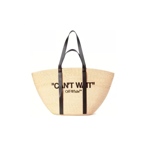 Off Белый Солома Полиуретан Полиэстер Тоут Сумка Сумка для покупок Сумка Унисекс Бежевый Черный