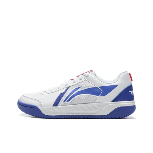 LiNing Slip-resistant Abrasion-resistant Low-top Tennis Shoes Men's White Blue