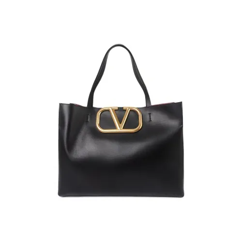 Valentino Телячья кожа Тоут Сумка Сумка для покупок Сумка на плечо Сумка Женская Черная