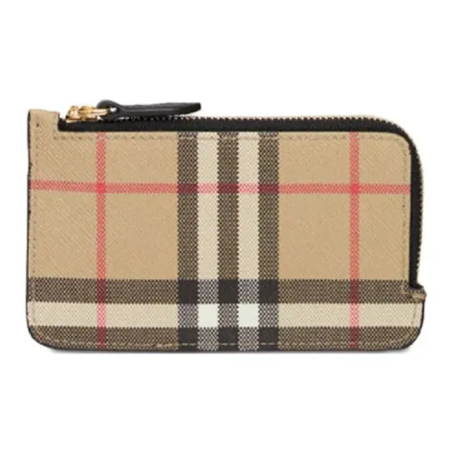 Burberry Коровья кожа Держатель для карт Монетница Кошелек Женские Черный Архивный бежевый