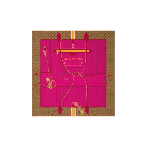 LOUIS VUITTON Шарфы из шелка тутового дерева Унисекс Розовый Красный