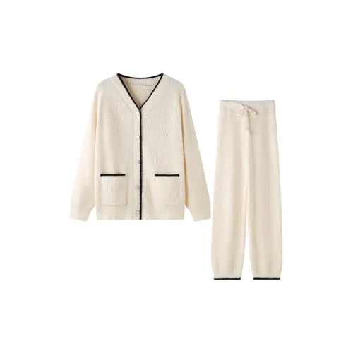 MEITENG Пижамный комплект Осенний и Зимний Женский Белый