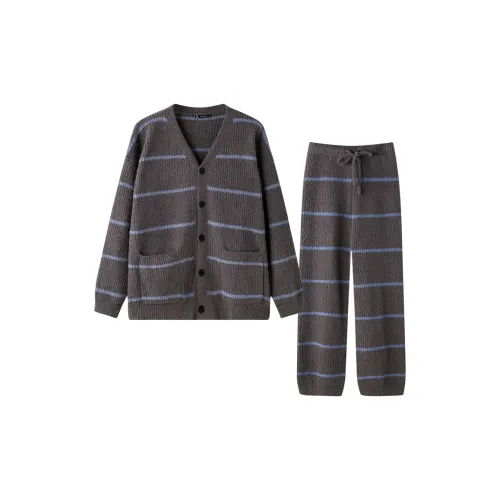 MEITENG Пижамный комплект Осенний и Зимний Мужской Серый