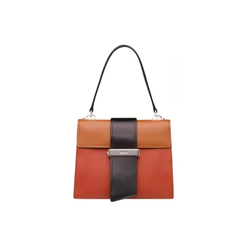 PRADA Натуральная кожа Сумка Женская Оранжевая и Черная Коричневая