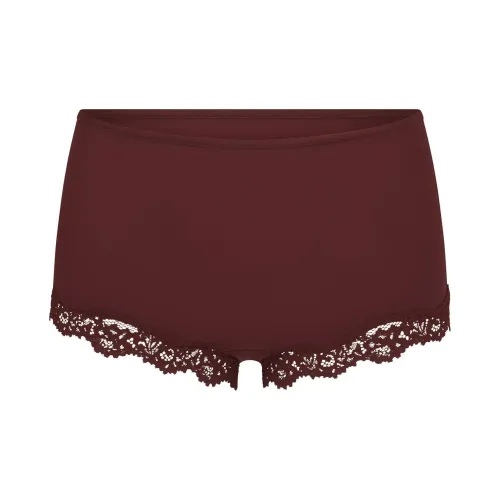 SKIMS FW24 ФИТ ВСЕМ Кружево Мальчик Короткий Семейный Трусы Женские OXBLOOD Бычья Кровь