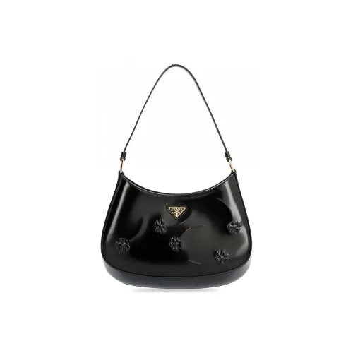 PRADA Cleo Блестящая кожа плечо сумка через плечо сумка-полумесяц сумка женская черная