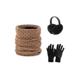 Шарф хаки + ушные накладки + ледокол антискользящие силиконовые перчатки