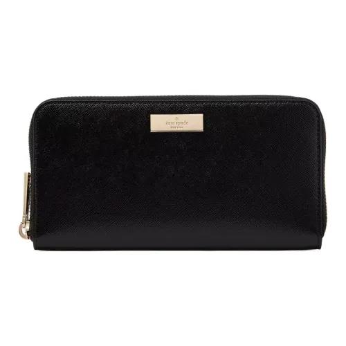 Kate Spade Крестообразный текстурный кошелек из ПВХ большой женский черный