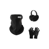 Черный шарф + черные накладки на уши + черная антискользящая силиконовая перчатка