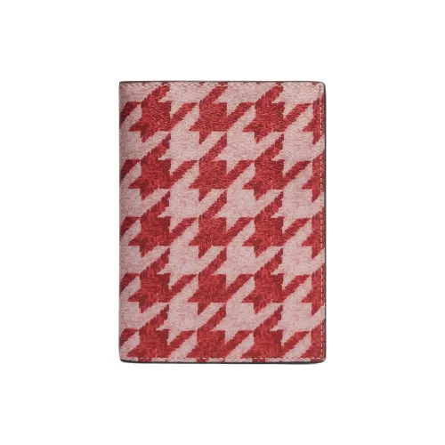 COACH Покрытый холст Сумка для документов Кошелек Держатель для паспорта Мини Женский Красный