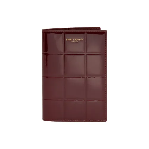 SAINT LAURENT Кошелек из овечьей кожи держатель для карт женский красный гранат