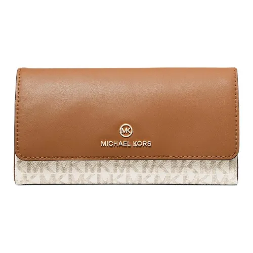 MICHAEL KORS Холст Кошелек Большой Женский Ванильный Белый и Коричневый