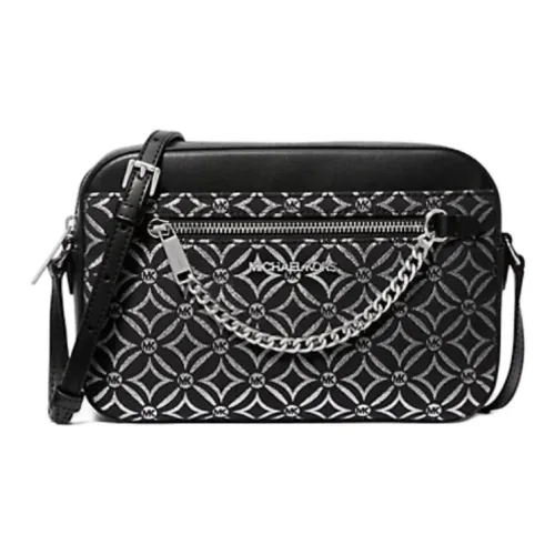 MICHAEL KORS Jet Set Полиэстер Сумка через плечо Большая Женская Черная и Серебряная