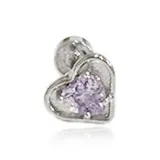 Серьги-гвоздики "Сердце" - Фиолетовый