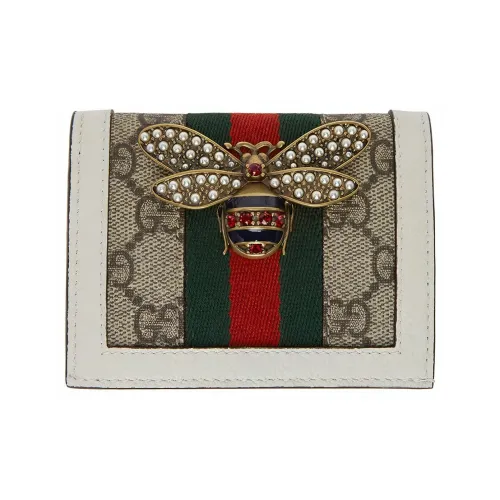 GUCCI Marmont Холст и Кожа Держатель для Карт и Кошелек Женский Хаки