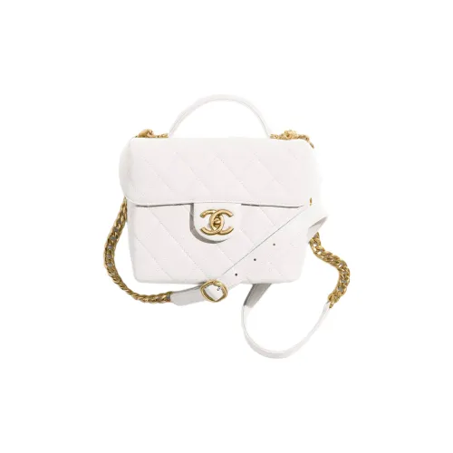 CHANEL С рельефом Тисненый Телячья кожа Портативный Одно плечо Через плечо Косметичка Маленький Женская Белый