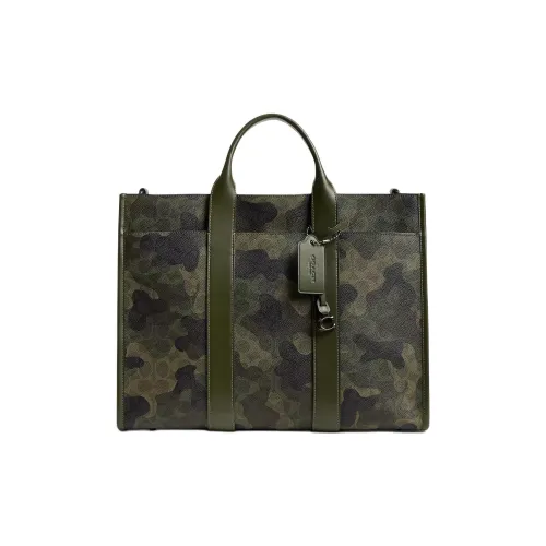 COACH Wesley Покрытый холст Сумка Большая Мужская Камуфляж Зеленый