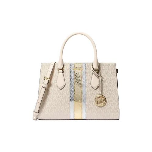 MICHAEL KORS Покрытый холст Сумка через плечо Сумка среднего размера Женская Белая и Золотая