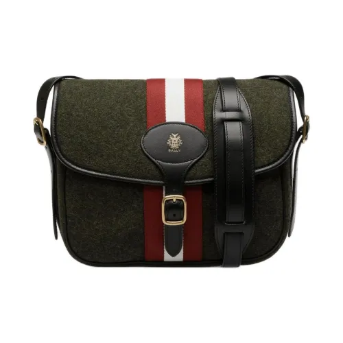 BALLY Felt Wool Shoulder Bag Men's Dark Green