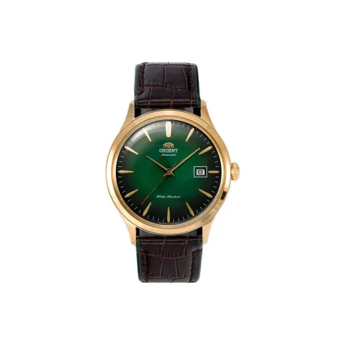 ORIENT Автоматический Ручной Механизм Кожаный Ремешок Часы Мужские Зеленый Циферблат