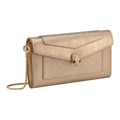 BVLGARI Serpenti Forever Телячья кожа Кошелек Стандартный Женский Светлый Золото