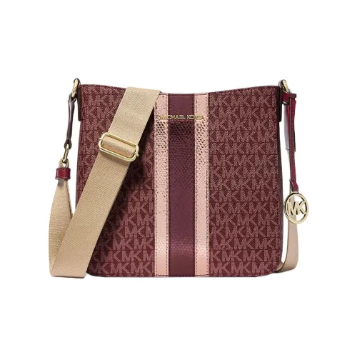 MICHAEL KORS Jet Set Travel Покрытый холст Курьерская сумка Сумка через плечо Маленькая Женская Бычья кровь