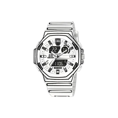 GT DESIGN Креативный Pixel Кварцевый механизм Смольный ремешок Часы Мужские Белый циферблат