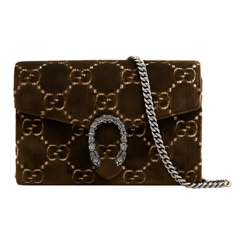 GUCCI Dionysus Вельвет Кошелек Сумка через плечо Мини Женский Коричневый
