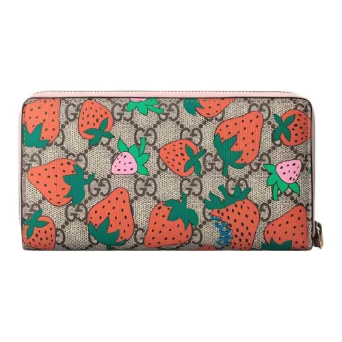 GUCCI Кожа Кошелек Держатель для карт Кошелек Женские Эбеновый Красный Розовый