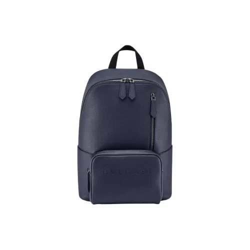BVLGARI MAN Series Телячья кожа Рюкзак Большой Мужской Синий