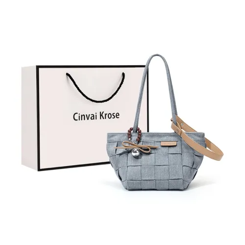 CinvaiKrose Ткань Сумка Ведрообразной Формы Маленькая Женская Синяя Коричневая
