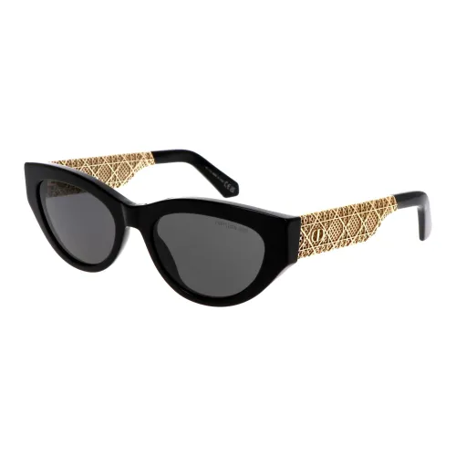 DIOR Металлический Ацетат Кошачий Глаз Солнцезащитные Очки Унисекс Черный