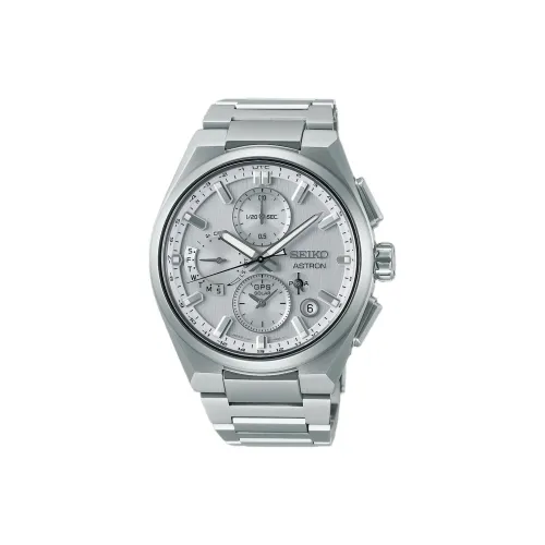 SEIKO Astron Series Солнечный Кварцевый Механизм Титан Ремешок Часы 42 мм Мужские Часы Серебристый Циферблат