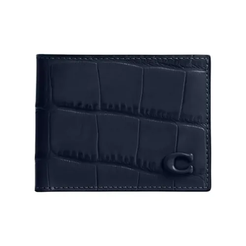 COACH Телячья кожа Кошелек Мини Мужской Морской синий