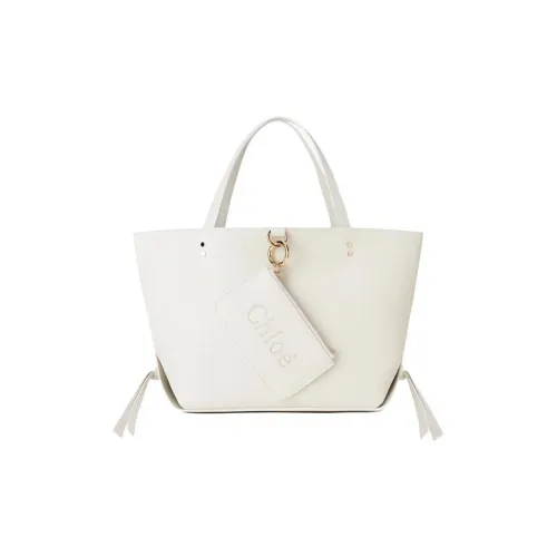 Chloe Рельефная Телячья Кожа Тоут Сумка Сумка для покупок Маленькая Сумка Женская Белая