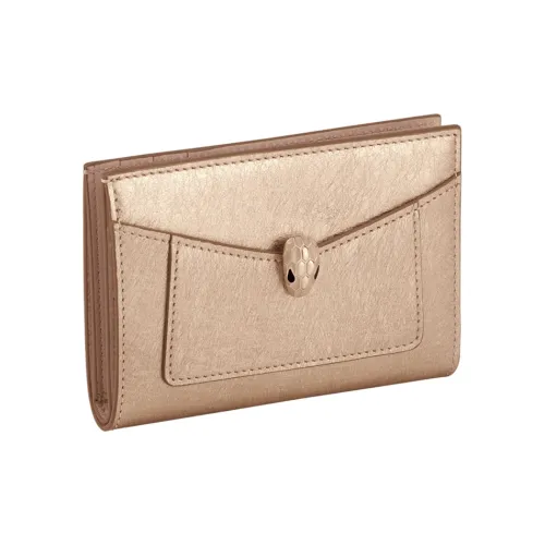 BVLGARI Serpenti Forever Телячья кожа Держатель для карт Женский Светлый Золото