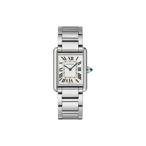 Cartier Кварцевый механизм Женские TANK DE Часы 33,7мм*25,5мм Серебряный