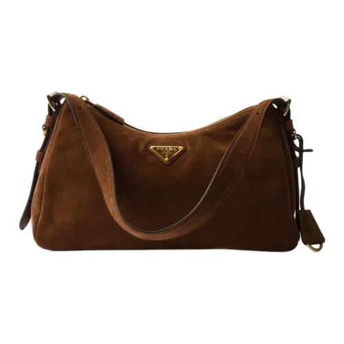 PRADA Замша Кожа Сумка Сумка через плечо Средняя Женская Какао-коричневый