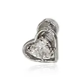 Серьги-гвоздики "Сердце" - Белый