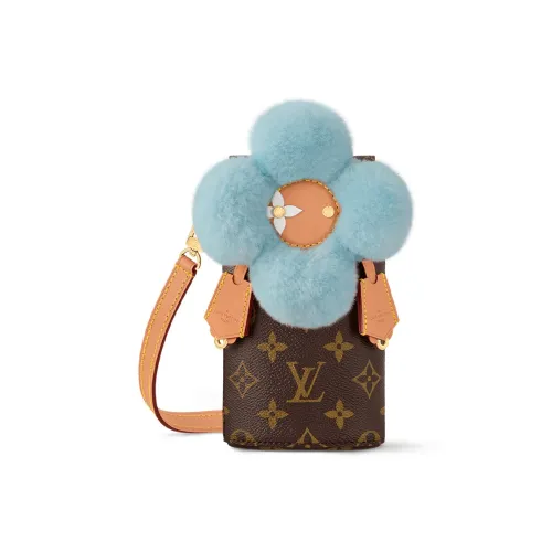 LOUIS VUITTON Shearling с коровьей кожей унисекс синий и коричневый чехол для телефона через плечо