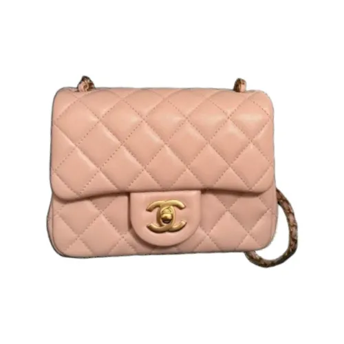 CHANEL Блестящая сумка из овечьей кожи с клапаном сумка через плечо мини женская розовая