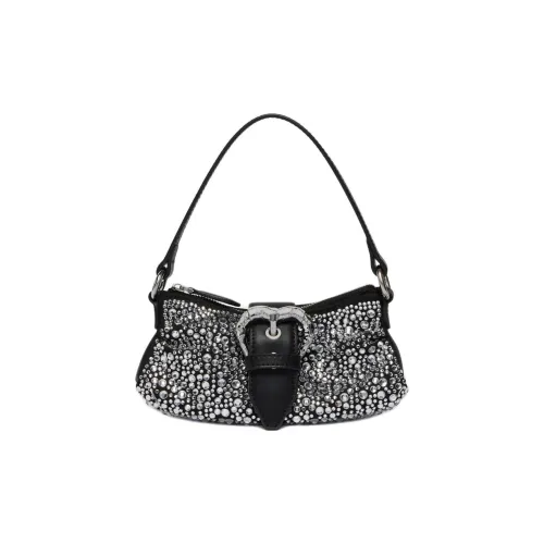 PINKO Rhinestone Leather Insert Bag Standard Women's Silver