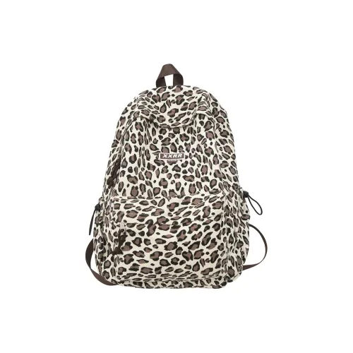 DCLOUD Холст Рюкзак Унисекс Экрю Леопардовый принт Коричневый Леопардовый принт