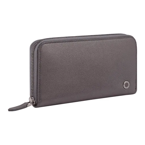 BVLGARI Телячья кожа Кошелек Стандартный Мужской Серый