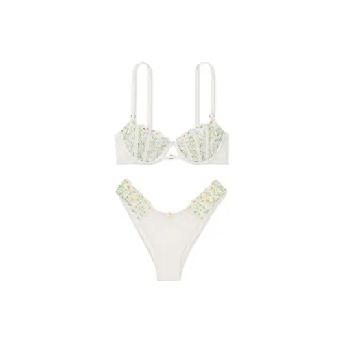 Victoria's Secret Комплект нижнего белья Женское Белое Вышивка