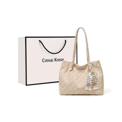 Simvay Clos Ткань Синтетическая кожа Сумка-тоут Сумка для покупок Сумка через плечо Большая женская Бежево-абрикосовая