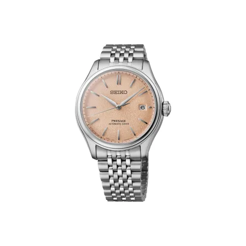 SEIKO Presage Series Автоматический Механический Механизм Часы из Нержавеющей Стали с Ремешком 40,2 мм Мужские Часы Розовый Циферблат